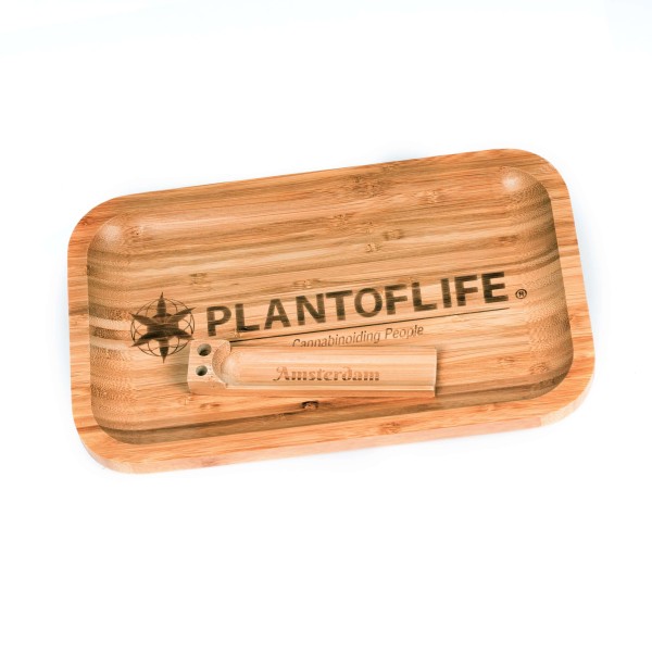 Rolling Bamboo Trays Logo Horizontal Plantoflife - Χονδρική